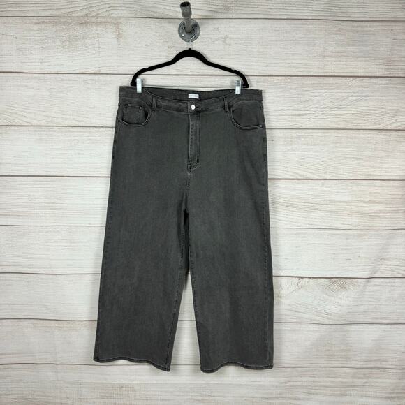 Fayt Label Plus Size Gray Wide Leg Stretch High Waisted Jeans Size 26 - Picture 1 of 7